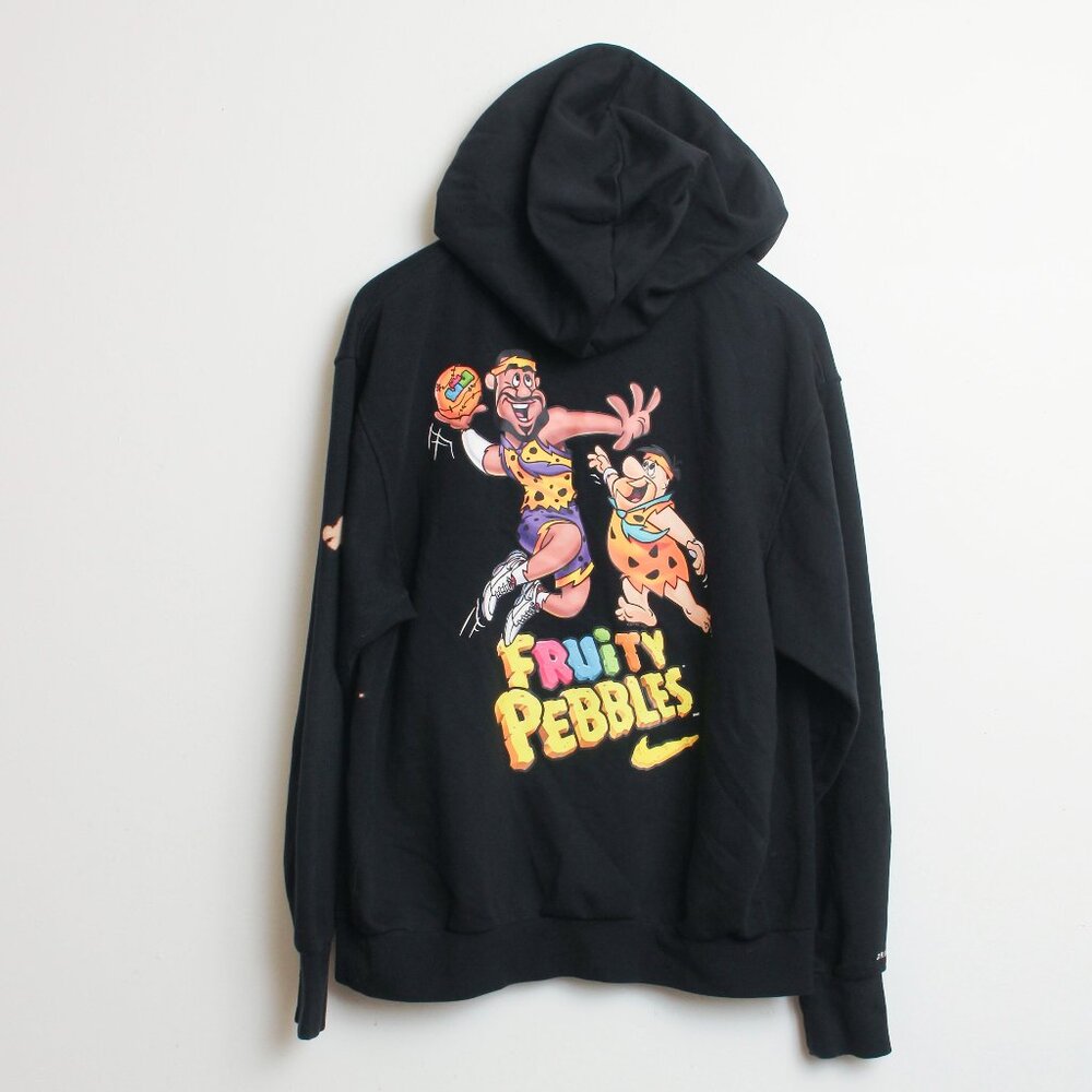 Nike Lebron x Fruity Pebbles Hoodie Mens Large Black Pullover w/ Bleach Spots